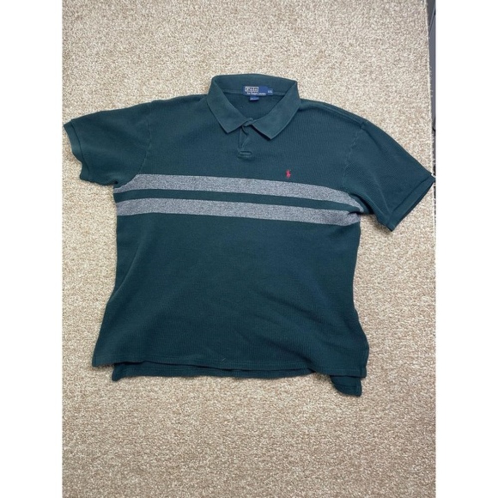 VTG‎ Polo Ralph Lauren 90sGolf Polo Shirt Men's XXL Striped Teal Causal Tennis